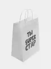 Бирюзовый крафтовые подарочные пакеты с приколами белые, размер 24 х 14 х 30 см