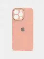 Коралловый меланж силиконовый чехол на iPhone 14, 14 Plus, 14 Pro, 14 Pro Max, со стеклянной панелью