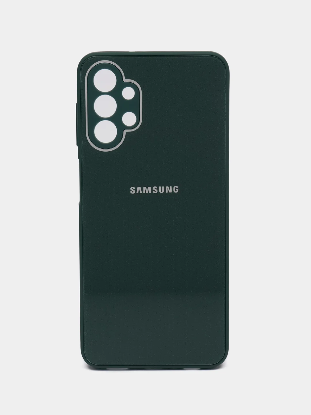 Тёмно-зелёный чехол для Samsung Galaxy A13, Самсунг Галакси А13 4G, пластиковый, глянцевый, под стекло