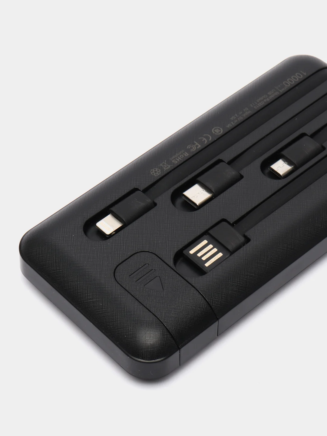 Черный повербанк внешний аккумулятор, 10000 mAh