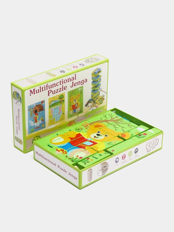 Настольная деревянная игра "Башня - Пазл"
