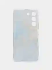 Голубой силиконовый чехол на Samsung Galaxy S22 / Самсунг S22 прозрачный с рисунком, защита камеры