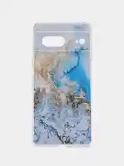 Голубой силиконовый чехол на Google Pixel 7 / Гугл Пиксель 7 прозрачный, с рисунком, защита камеры