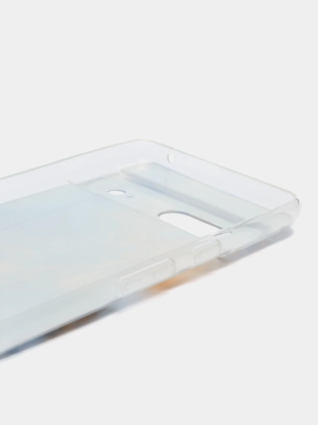 Голубой силиконовый чехол на Google Pixel 7 / Гугл Пиксель 7 прозрачный, с рисунком, защита камеры