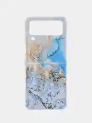 Голубой силиконовый чехол на Samsung Galaxy Z Flip 4 / Самсунг Z Flip 4 с рисунком, защита камеры