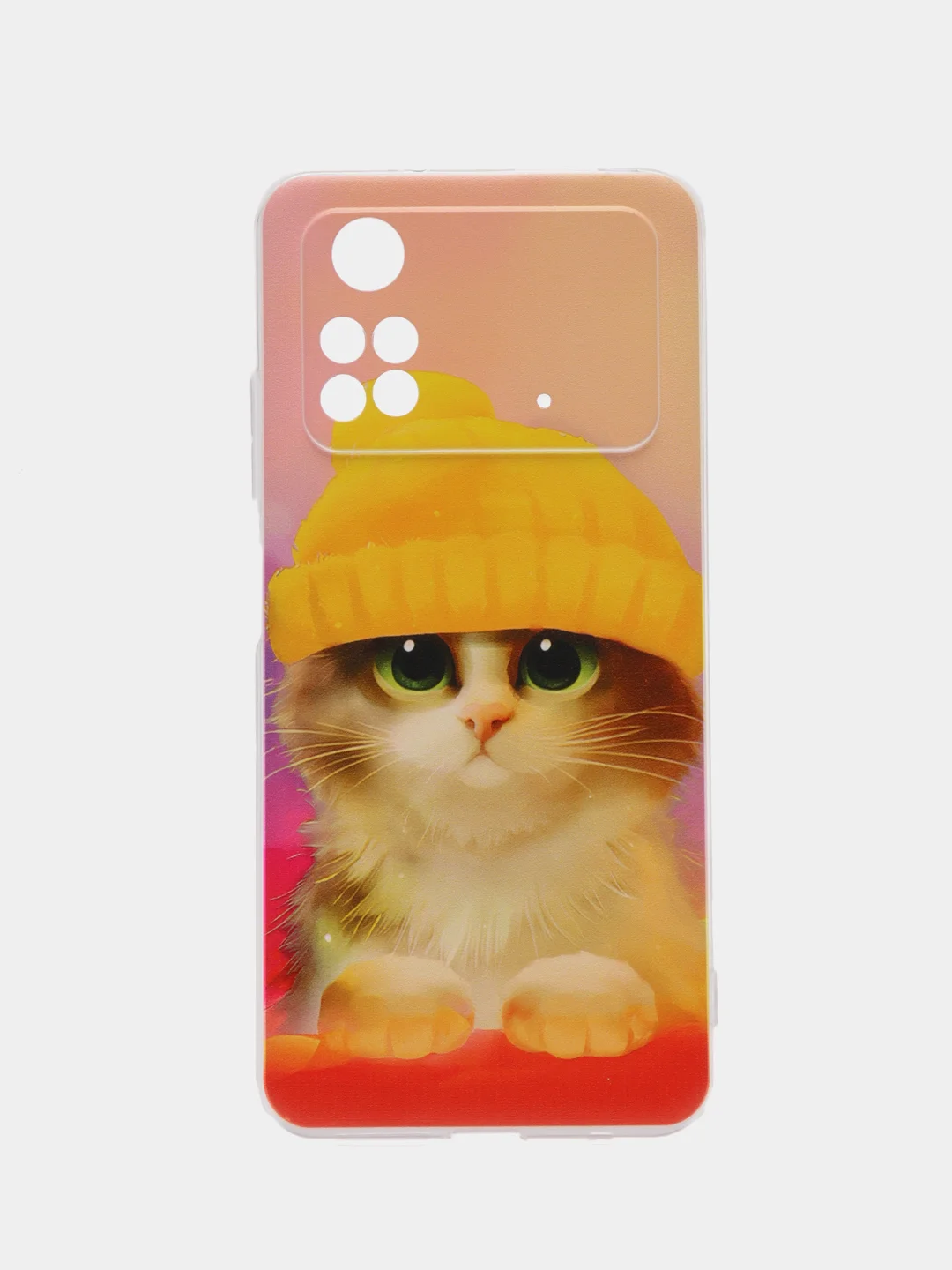 Желтый силиконовый чехол на Xiaomi POCO M4 Pro 4G / Поко М4 Про 4G с рисунком, защита камеры