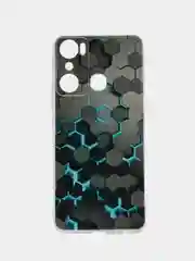 Бирюзовый силиконовый чехол на Infinix HOT 20i / Инфиникс Хот 20i с рисунком, защита камеры