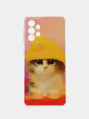 Желтый чехол на Samsung Galaxy A73 / Галакси А73 прозрачный, с рисунком, защита камеры