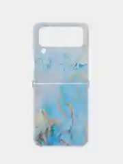 Светло-синий силиконовый чехол на Samsung Galaxy Z Flip 4 / Самсунг Z Flip 4 с рисунком, защита камеры