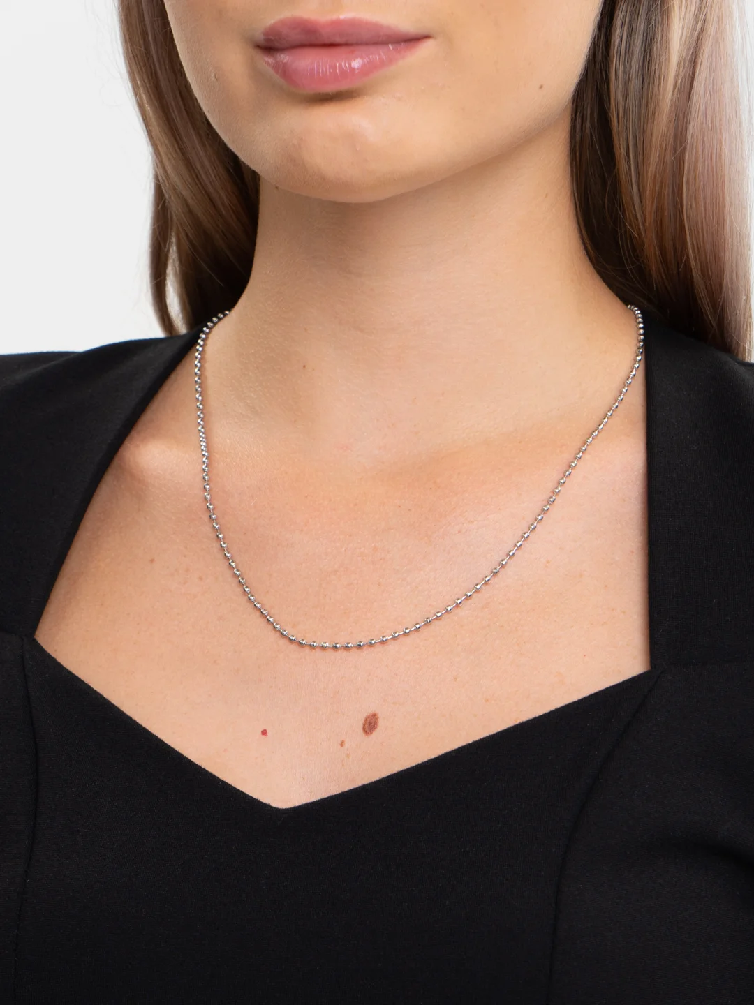 Серебряный цепочка шариковая, 60 и 70 см, с замком