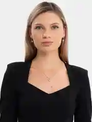 Белый комплект: серьги и цепочка, с камнем