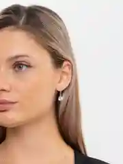 Белый комплект: серьги и цепочка, с камнем