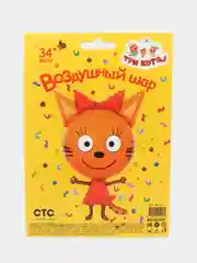 Красный воздушный шар, фольгированный шар, "Три Кота". Карамелька, Компот, Коржик