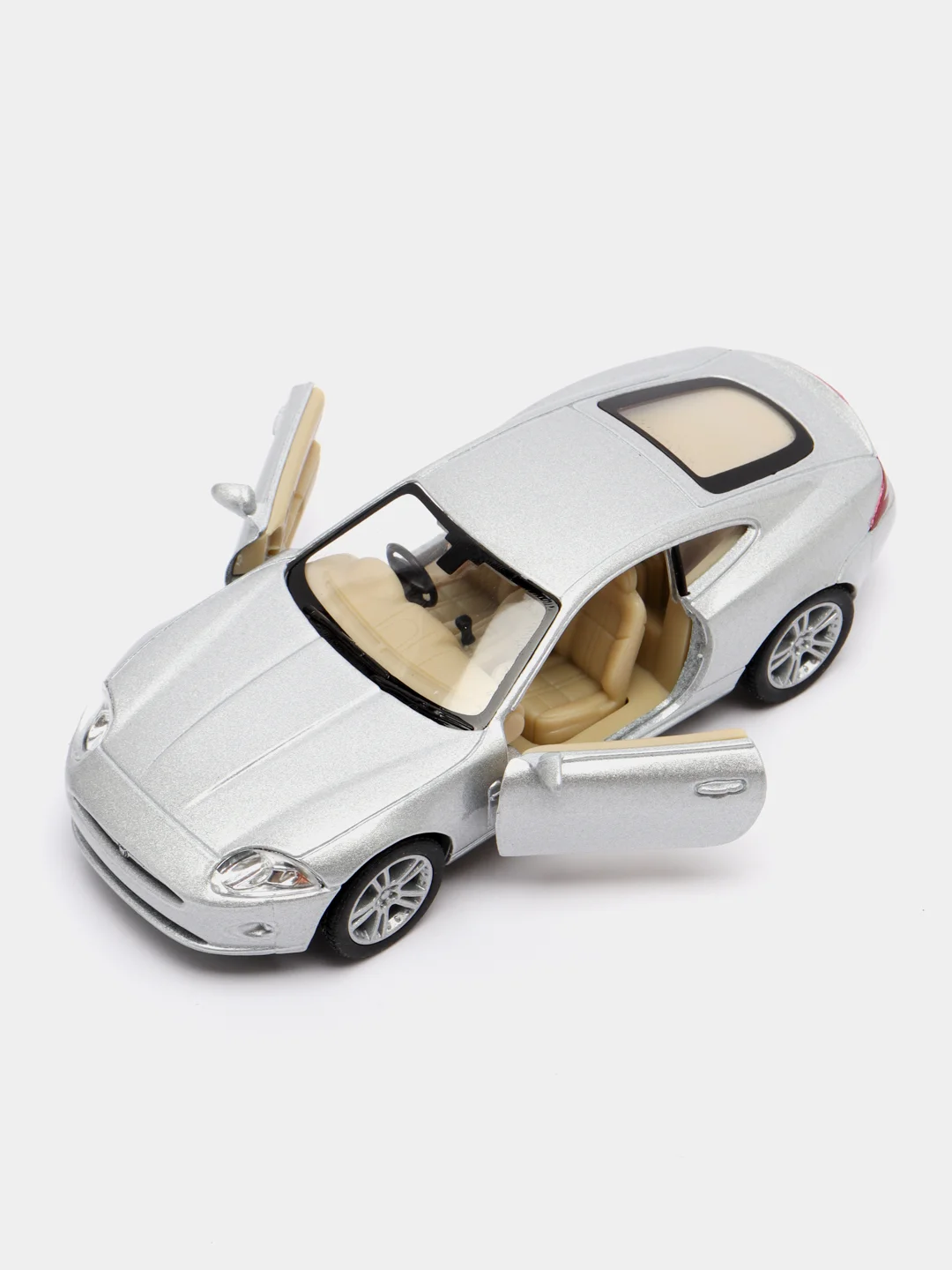 Серебряный машинка металлическая, инерционная, Jaguar XK Coupe KT5321D 1:38 KINSMART
