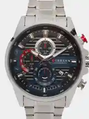 Серебряный мужские наручные часы Curren 8415 с хронографом в подарочной упаковке