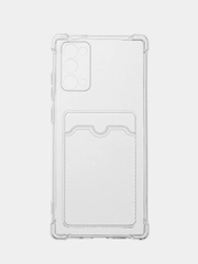 Чехол для Samsung Galaxy Note 20 (Самсунг Галакси Нот 20) прозрачный, с карманом для карты