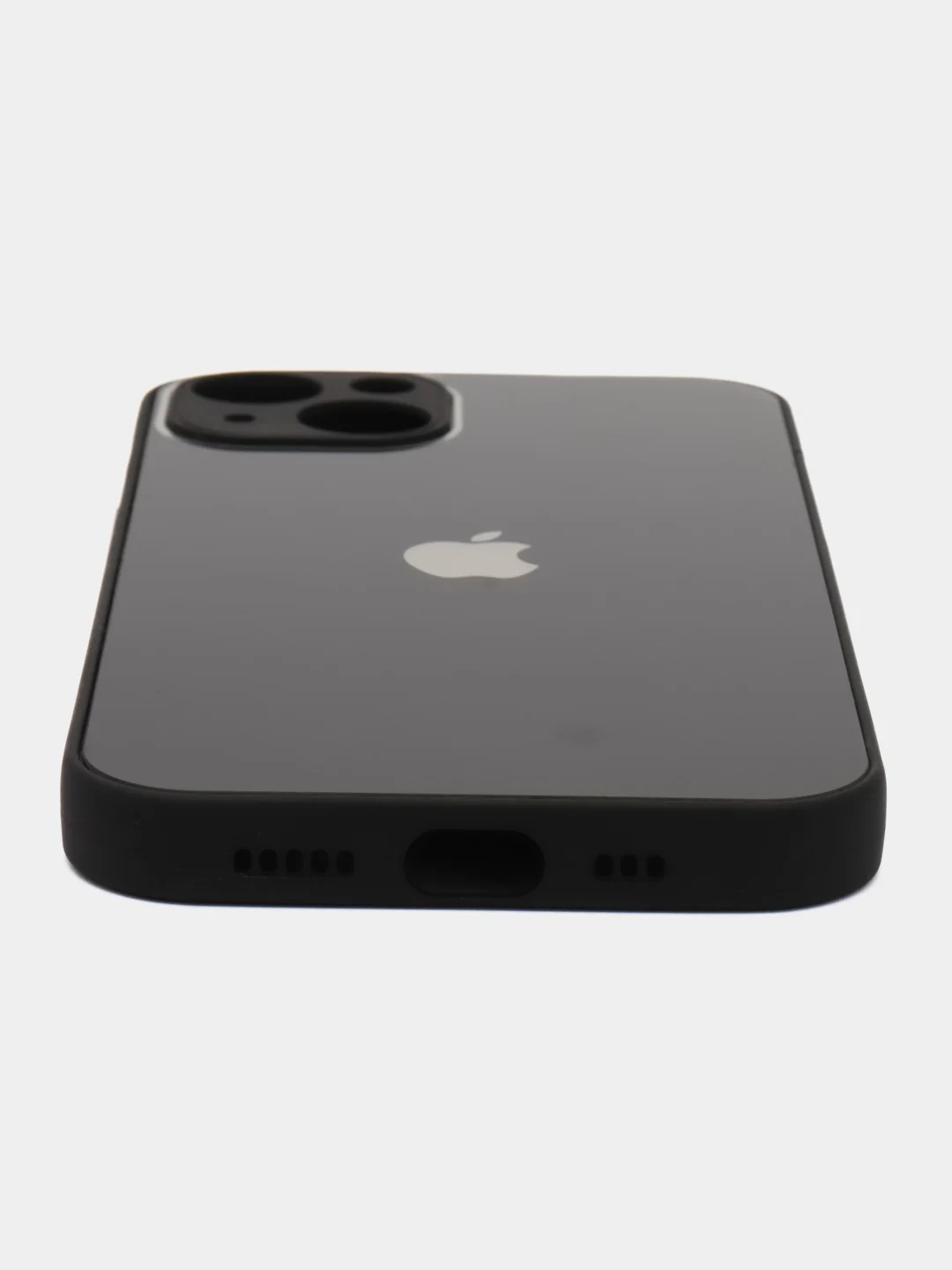 Черный силиконовый чехол на iPhone 13, 13 Pro, 13 Pro Max, со стеклянной панелью