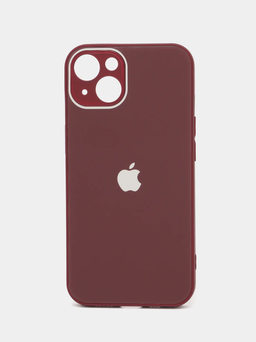 Тёмно-бордовый силиконовый чехол на iPhone 13, 13 Pro, 13 Pro Max, со стеклянной панелью