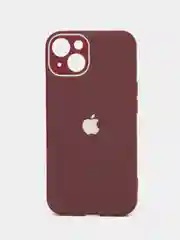 Тёмно-бордовый силиконовый чехол на iPhone 13, 13 Pro, 13 Pro Max, со стеклянной панелью