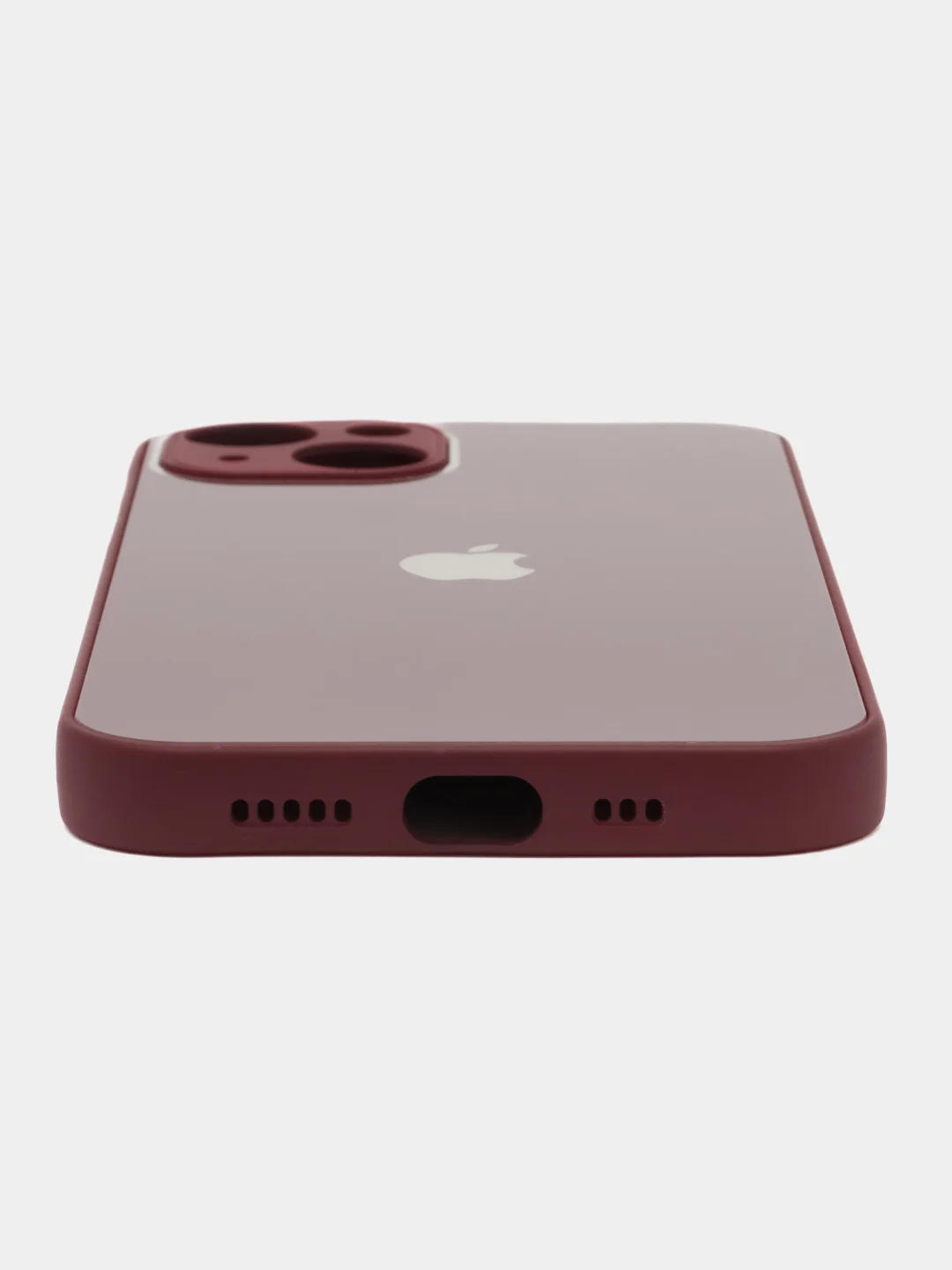 Тёмно-бордовый силиконовый чехол на iPhone 13, 13 Pro, 13 Pro Max, со стеклянной панелью