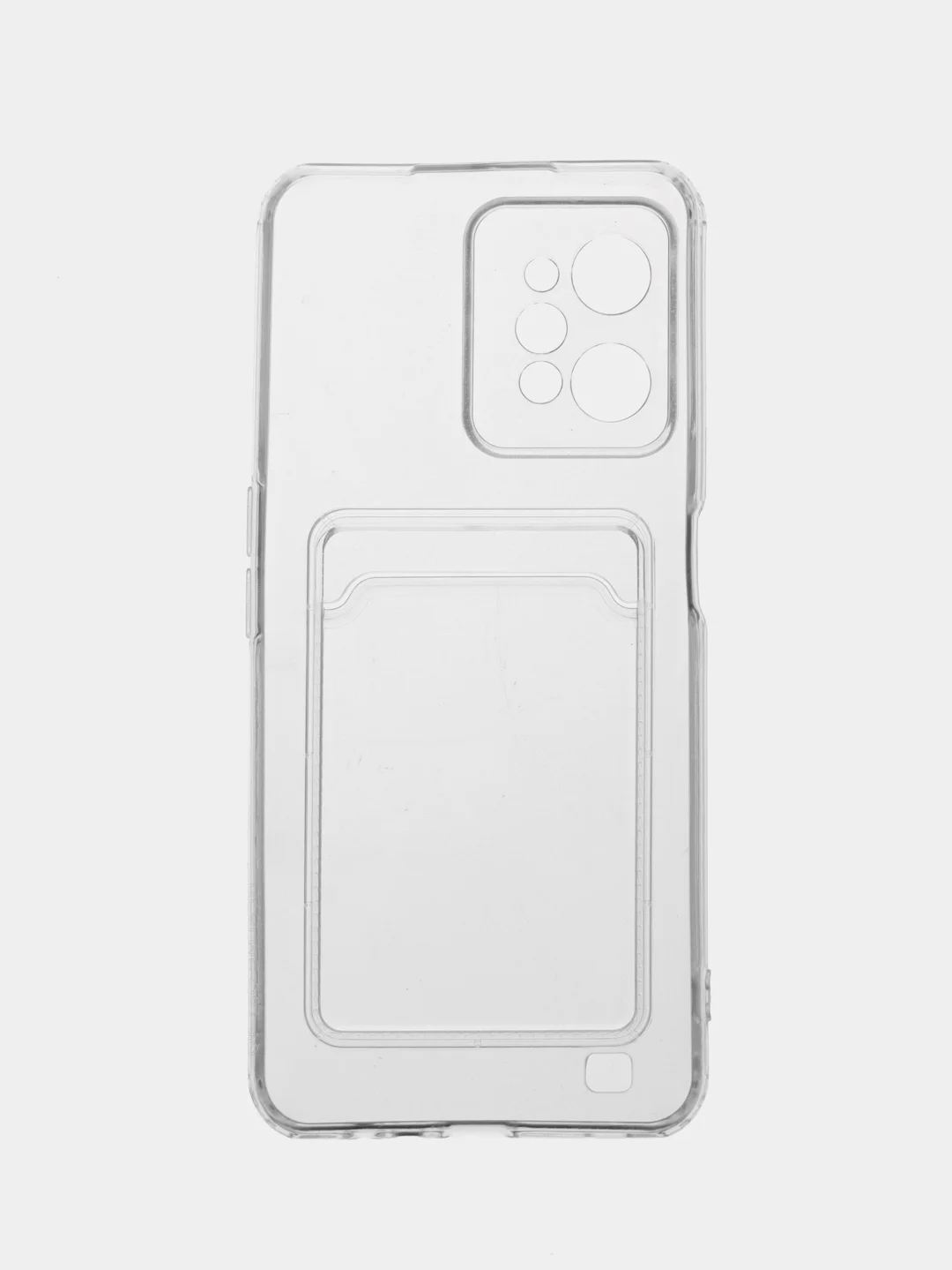 Серебряный силиконовый чехол для Realme C31 (Реалми С31), с карманом для карт, прозрачный