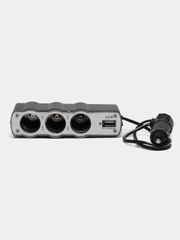 Разветвитель прикуривателя на 3 гнезда с USB разъемом