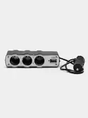 Разветвитель прикуривателя на 3 гнезда с USB разъемом