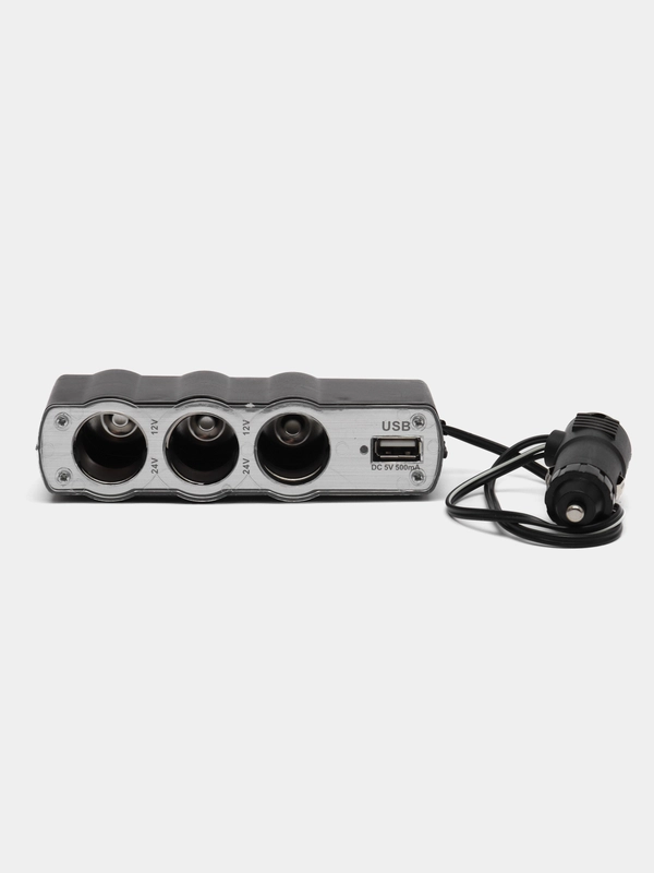 Разветвитель прикуривателя на 3 гнезда с USB разъемом