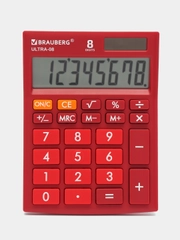Калькулятор настольный BRAUBERG ULTRA-08-WR, компактный, бордовый, 154 x 115 миллиметров