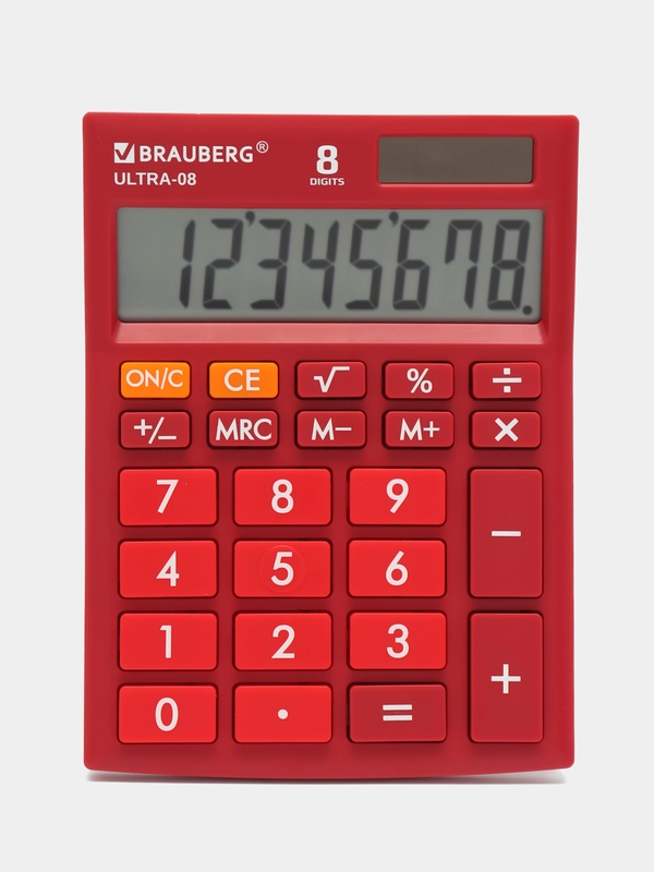 Калькулятор настольный BRAUBERG ULTRA-08-WR, компактный, бордовый, 154 x 115 миллиметров