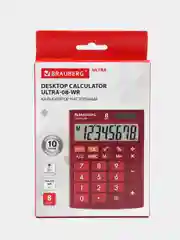 Калькулятор настольный BRAUBERG ULTRA-08-WR, компактный, бордовый, 154 x 115 миллиметров