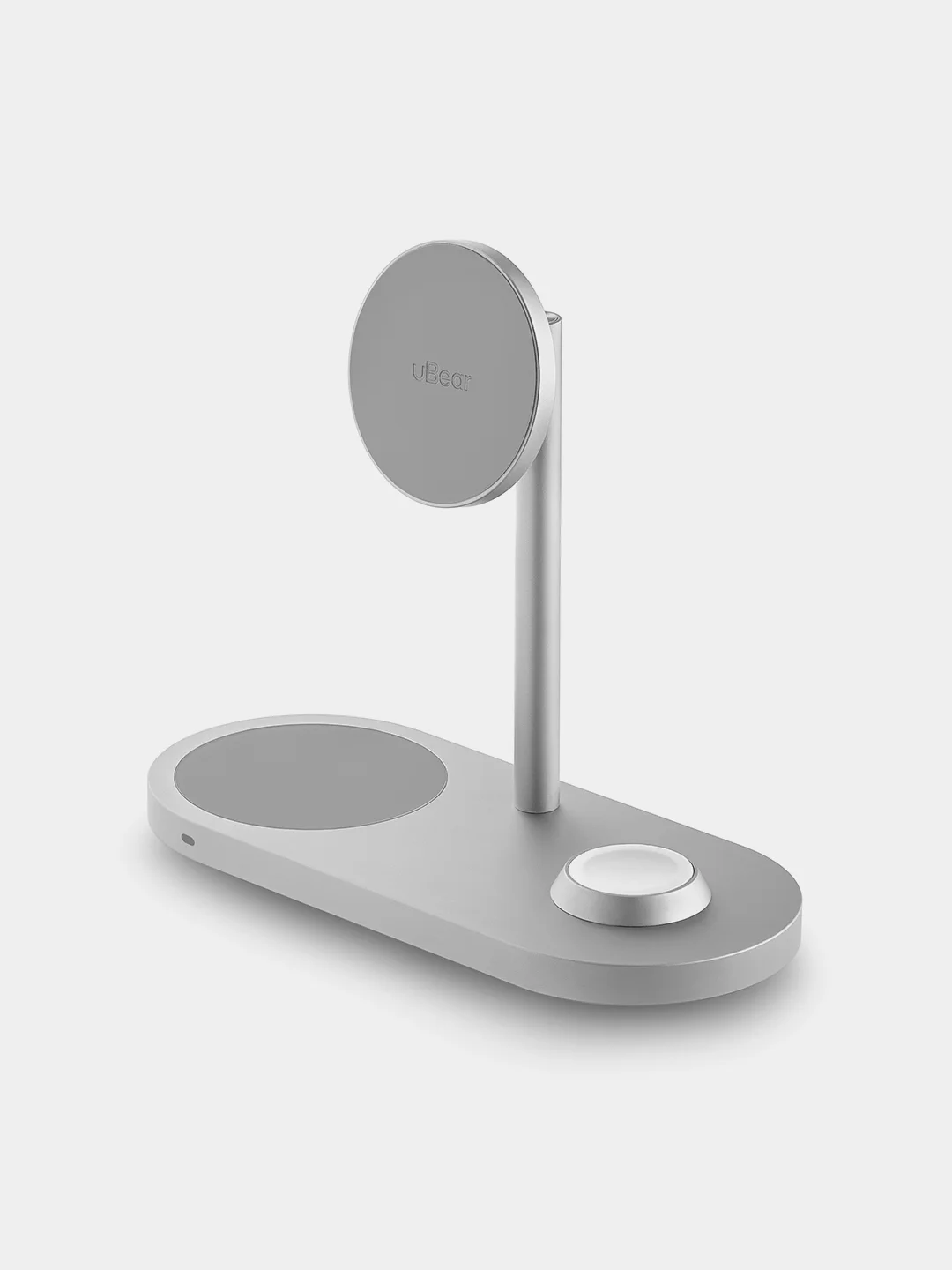 Серебряный беспроводное зарядное устройство uBear Stage Pro, док-станция 3-в-1, MagSafe, 30 Вт