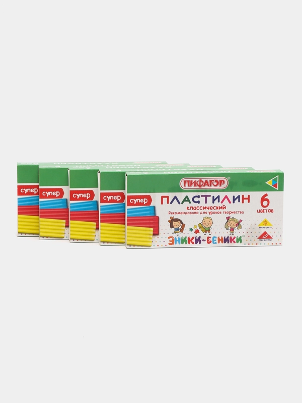 Пластилин классический Пифагор "Эники-Беники супер", 6 цветов, 120 г, стек