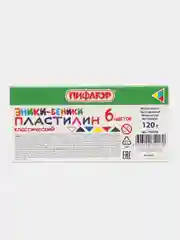 Пластилин классический Пифагор "Эники-Беники супер", 6 цветов, 120 г, стек