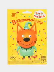 Зеленый воздушный шар, фольгированный шар, "Три Кота". Карамелька, Компот, Коржик