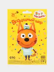Голубой воздушный шар, фольгированный шар, "Три Кота". Карамелька, Компот, Коржик