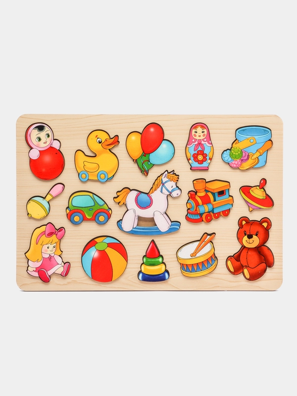 Развивающая доска 2-х слойная "Фрукты", "Овощи", "Игрушки", Животные", бизиборд, 2-5 лет