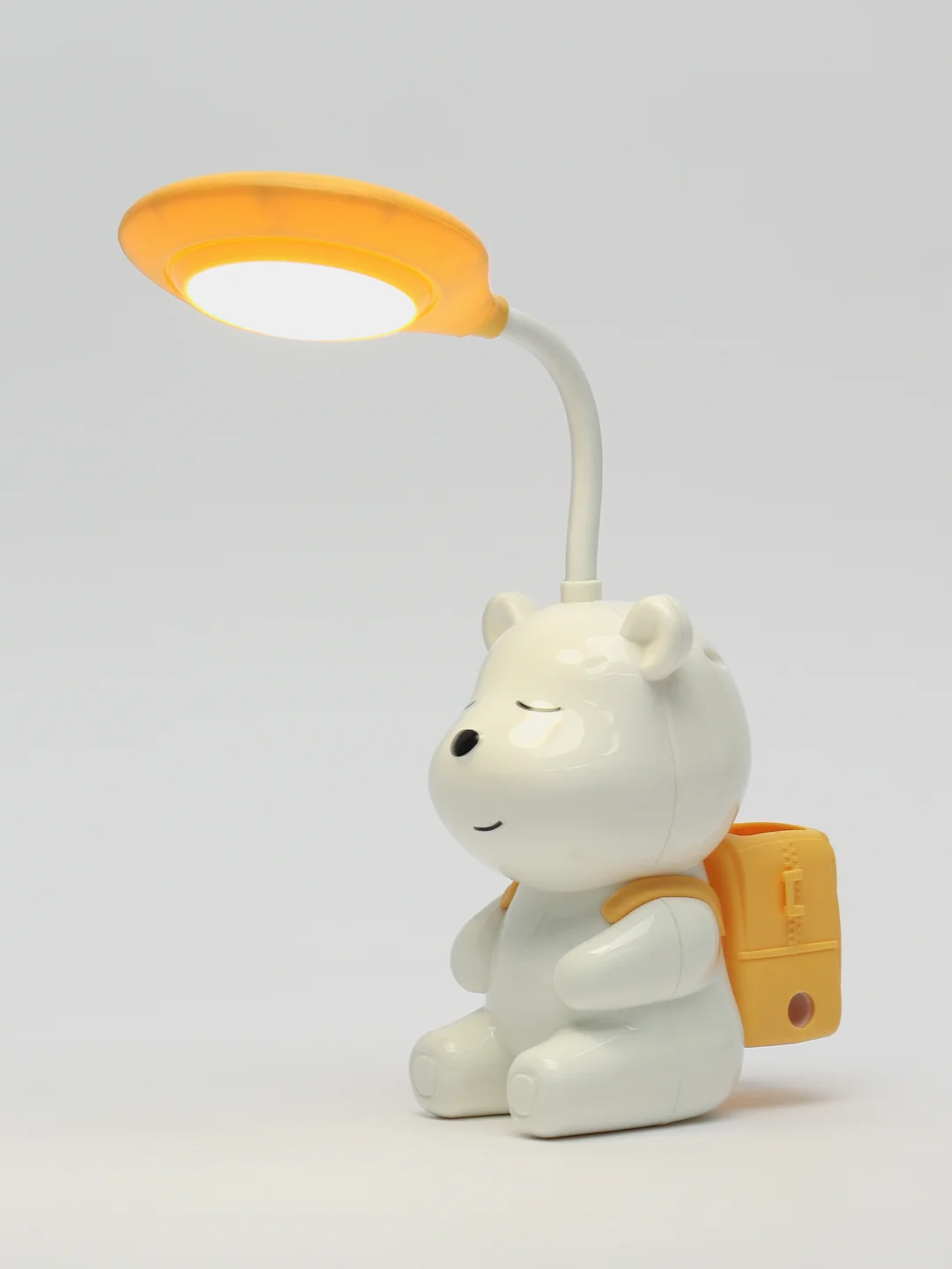 Желтый настольный LED-светильник с карандашницей, с точилкой