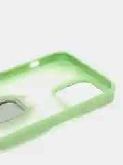 Лайм чехол iPhone 13 Pro Max пластиковый полупрозрачный с металлическим кольцом