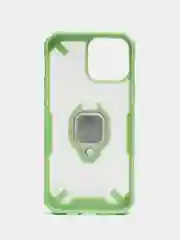Лайм чехол iPhone 13 Pro Max пластиковый полупрозрачный с металлическим кольцом