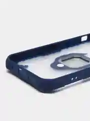 Темно-синий чехол для iPhone 13 Pro пластиковый полупрозрачный с металлическим кольцом