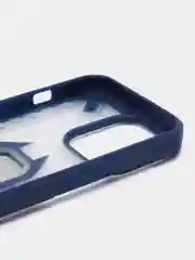 Темно-синий чехол для iPhone 13 Pro пластиковый полупрозрачный с металлическим кольцом