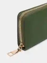 Зелёный хаки кошелек для карт, купюр, на молнии