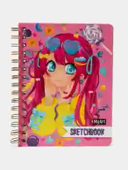 Фиолетовый блокнот для зарисовок скетчбук 64 листа А5 на кольцах MyArt "Аниме". Проф-Пресс