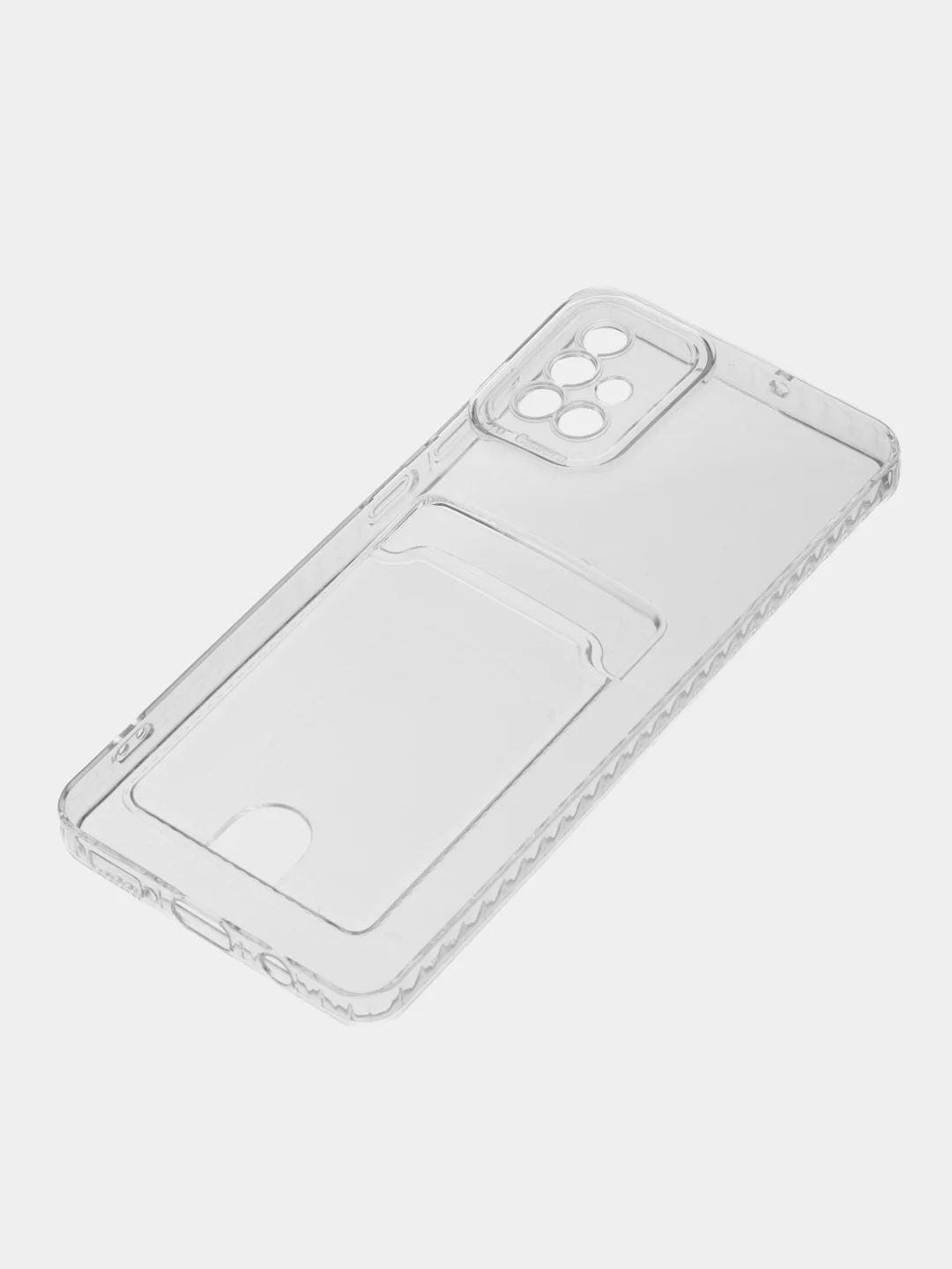 Прозрачный чехол Samsung Galaxy A71 (Самсунг Галакси А71) прозрачный силиконовый с карманом для карты