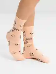 Бежевый меланж носки с принтом Funny, унисекс