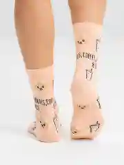 Бежевый меланж носки с принтом Funny, унисекс