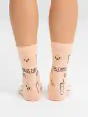 Бежевый меланж носки с принтом Funny, унисекс