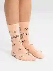 Бежевый меланж носки с принтом Funny, унисекс