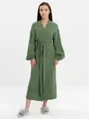 Зеленый женский халат из муслина